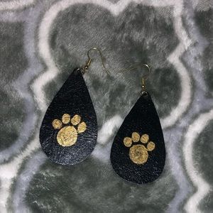 Black and Gold Paw Print Earrings